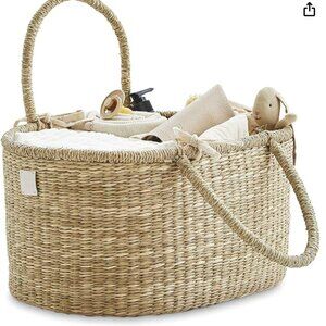 Bebe Bask Handmade Seagrass Baby Diaper Caddy Organizer